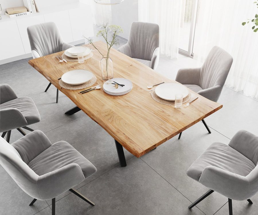 Table à manger rectangulaire en acacia 200×100 cm