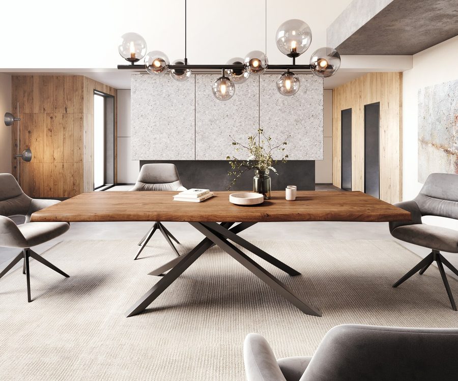Table à manger rectangulaire en acacia 260×100 cm – marron