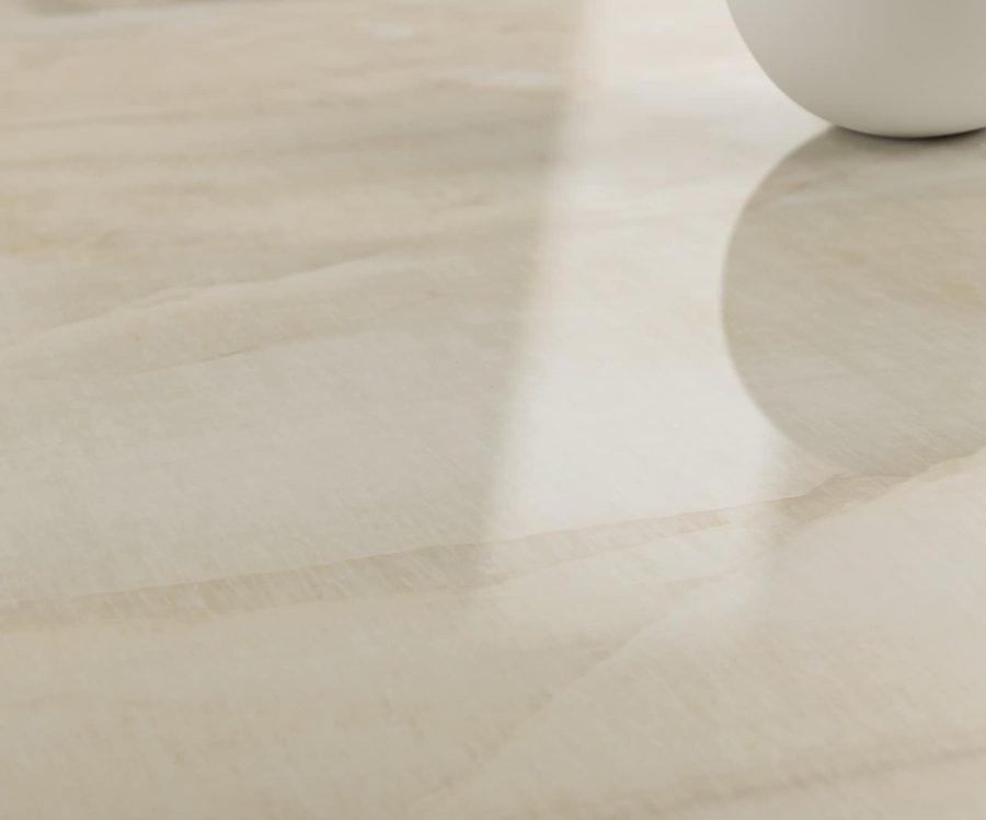 Table à manger extensible ovale en céramique 240×120 cm – champagne