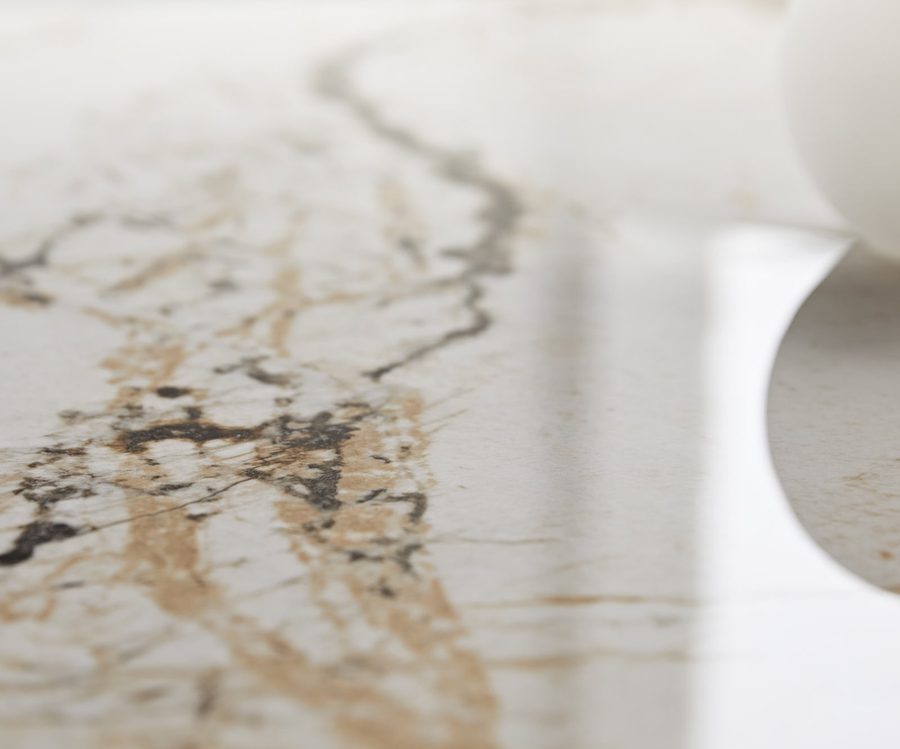 Table à manger ovale en céramique 280×130 cm – blanc/beige