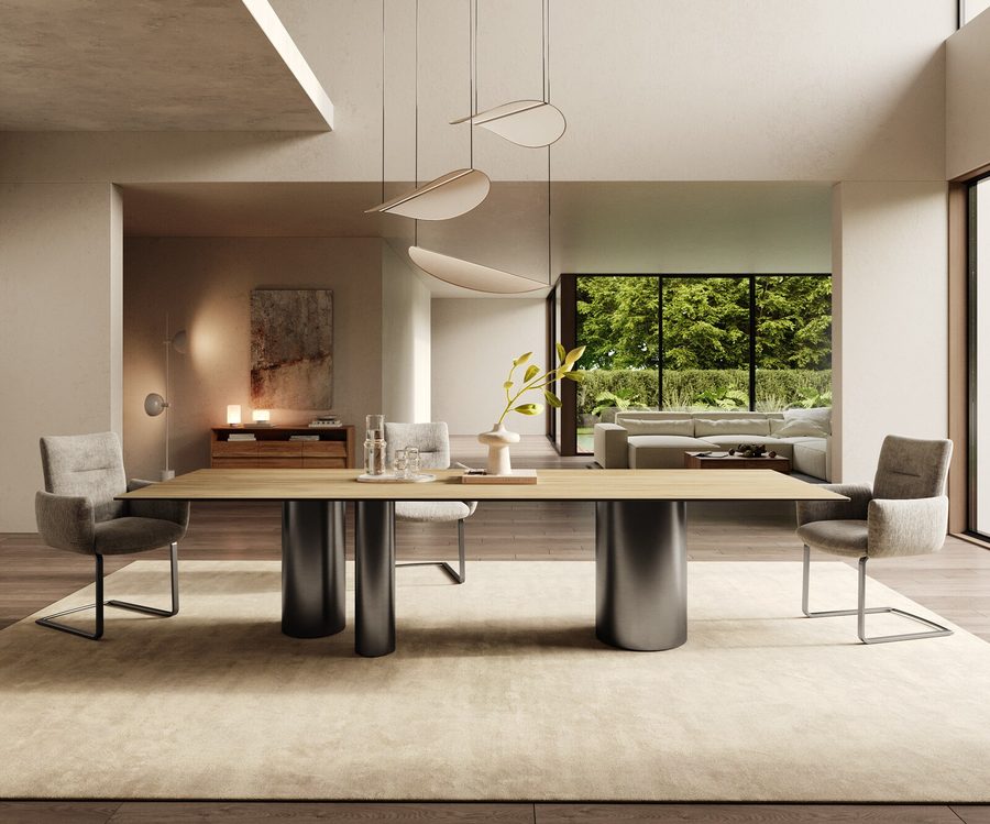 Table à manger rectangulaire en céramique 300×100 cm – couleur chêne