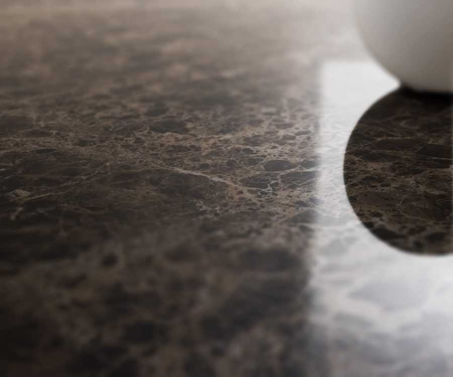Table à manger ovale en céramique 280×130 cm – marron foncé