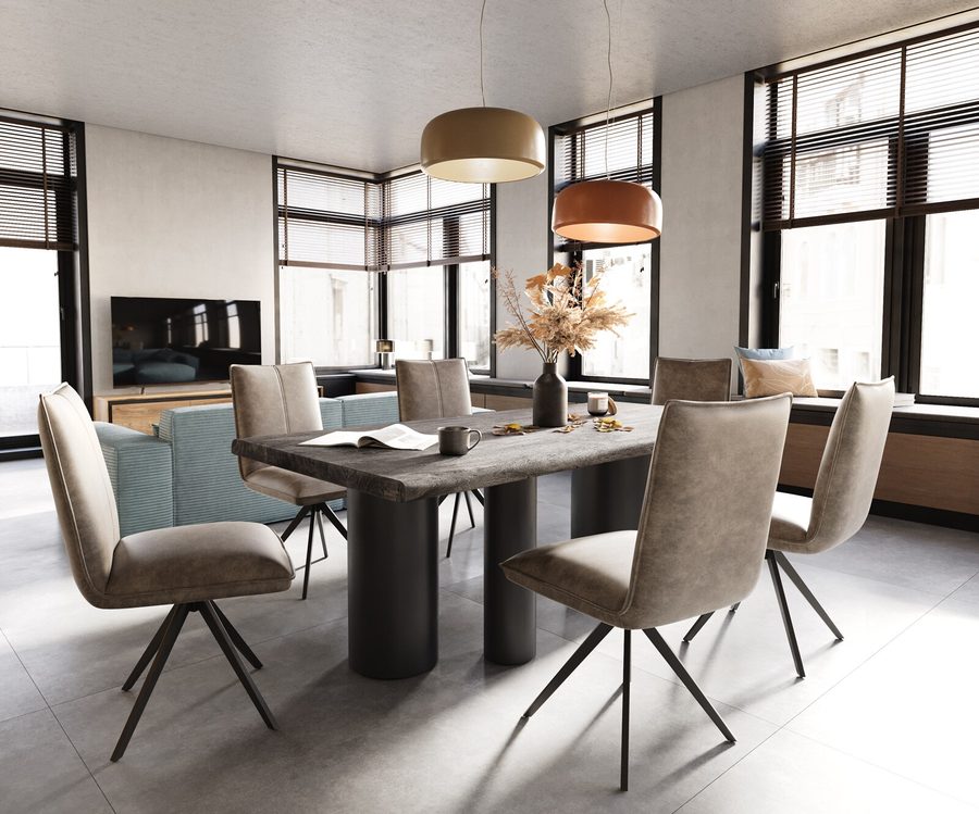 Table à manger rectangulaire en acacia 200×100 cm – platine