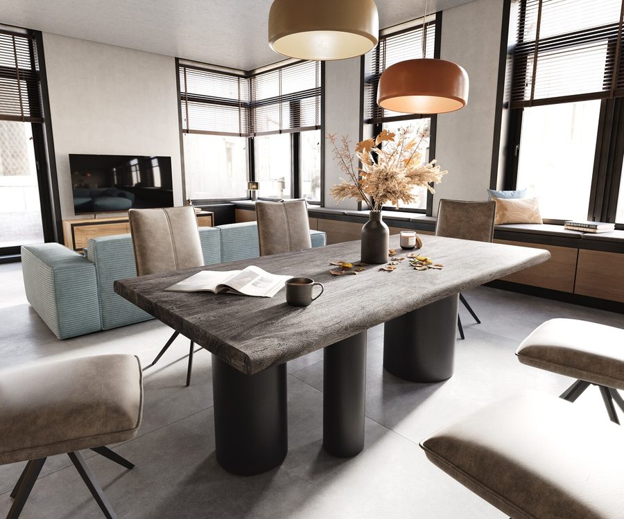 Table à manger rectangulaire en acacia 200×100 cm – platine