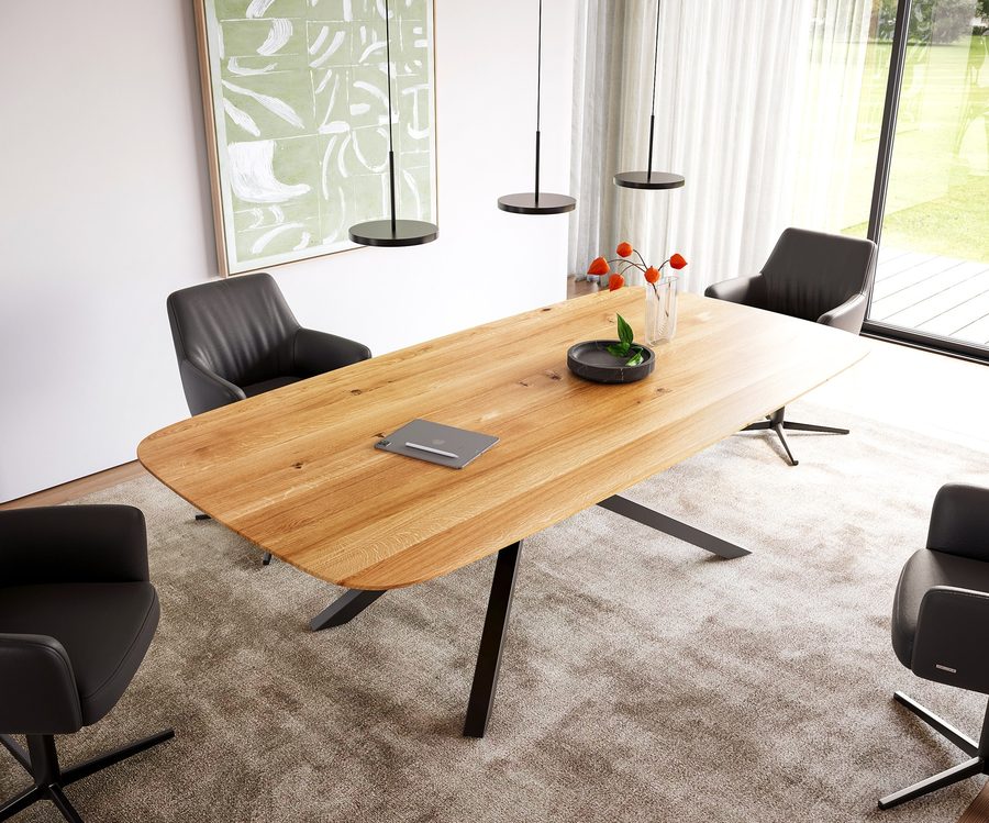 Table à manger ovale en chêne 240×120 cm