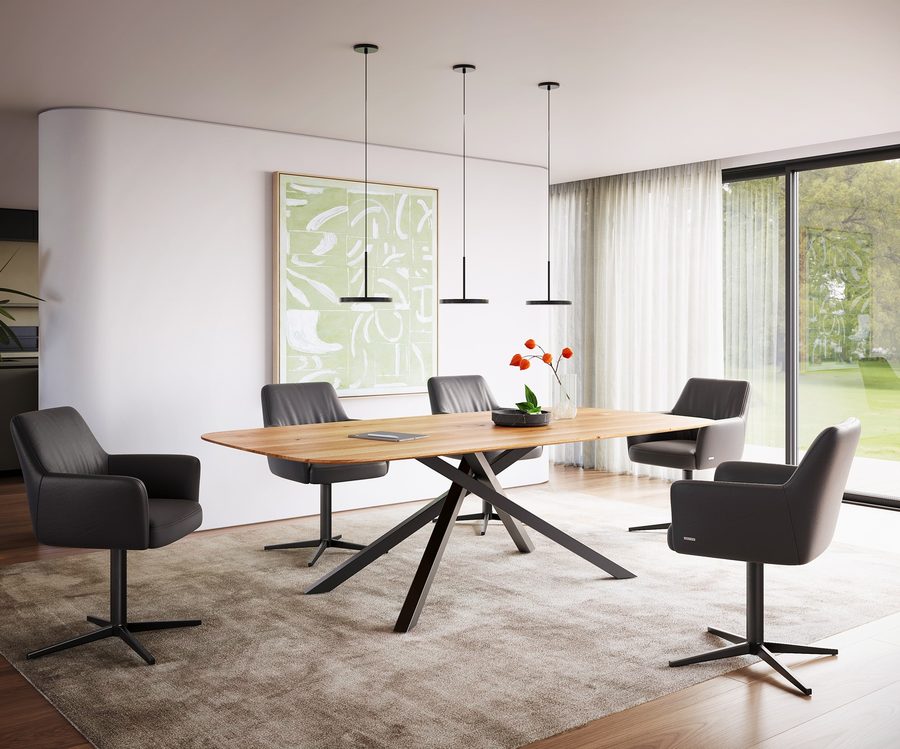 Table à manger ovale en chêne 240×120 cm