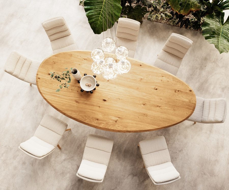 Table à manger ovale en chêne 280×130 cm
