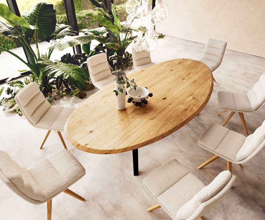 Table à manger ovale en chêne 280×130 cm