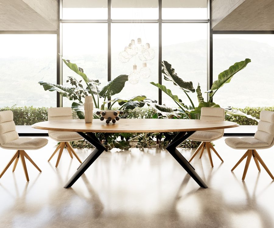 Table à manger ovale en chêne 280×130 cm