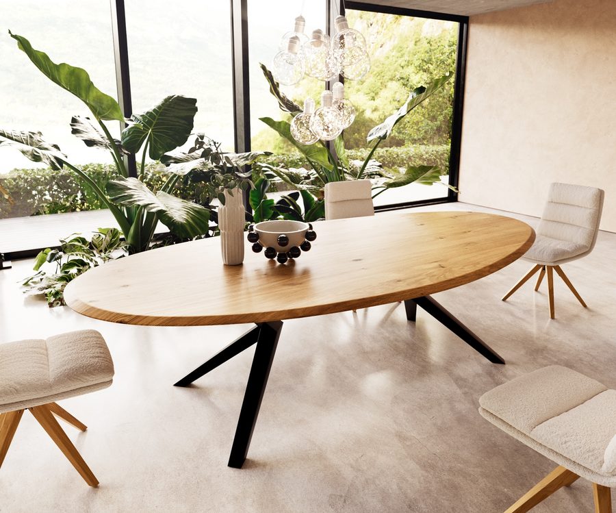 Table à manger ovale en chêne 280×130 cm