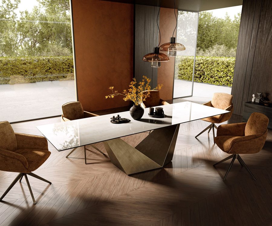 Table à manger rectangulaire en céramique 300×100 cm – beige