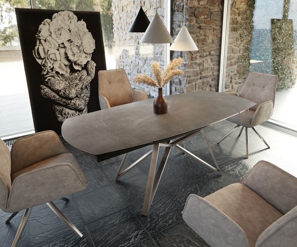 Table à manger extensible rectangulaire en céramique 200×95 cm – marron