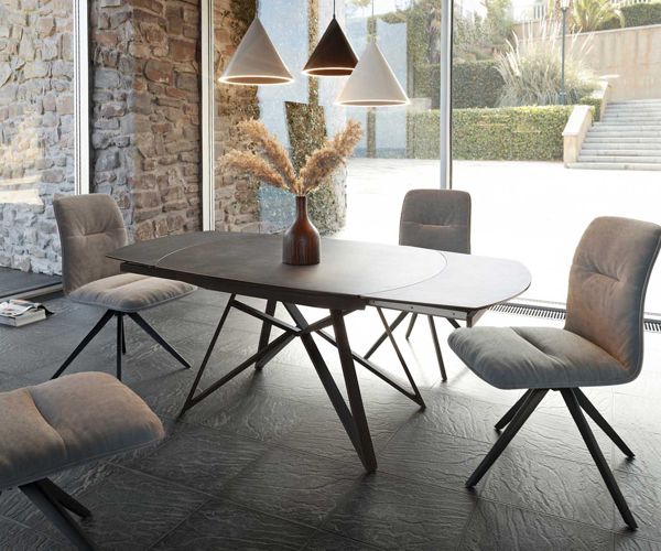 Table à manger extensible rectangulaire en céramique 200×95 cm – gris