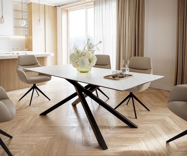 Table à manger rectangulaire en céramique 200×100 cm – blanc