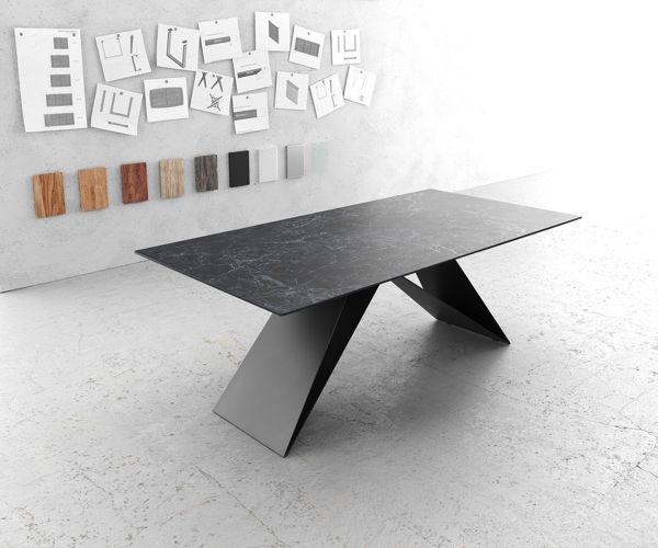 Table à manger rectangulaire en céramique 200×100 cm – anthracite
