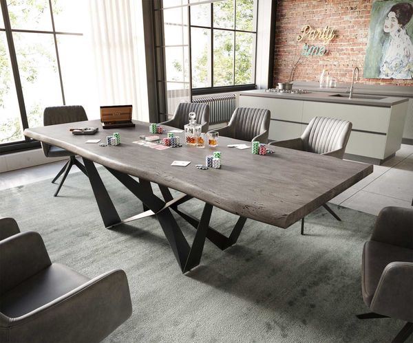 Table à manger rectangulaire en acacia 260×100 cm – platine