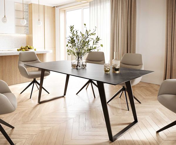 Table à manger rectangulaire en céramique 200×100 cm – marron