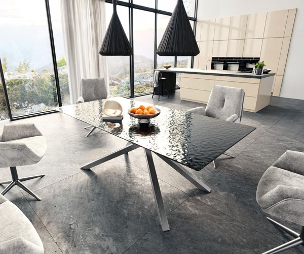 Table à manger rectangulaire en verre 200×100 cm – noir