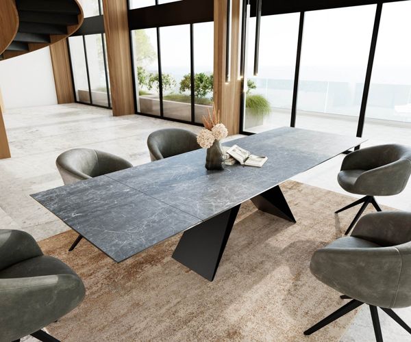 Table à manger extensible rectangulaire en céramique 300×100 cm – anthracite