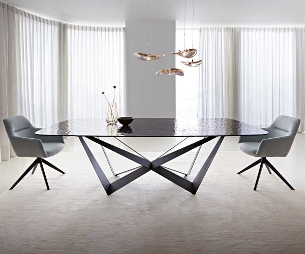 Table à manger ovale en verre 240×120 cm – noir
