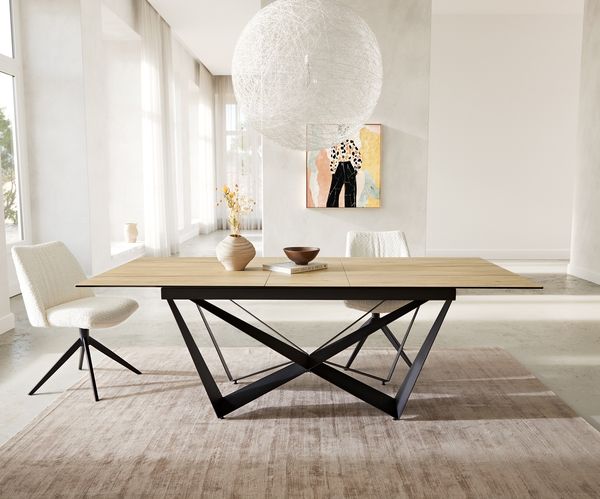 Table à manger extensible rectangulaire en céramique 220×100 cm – couleur chêne