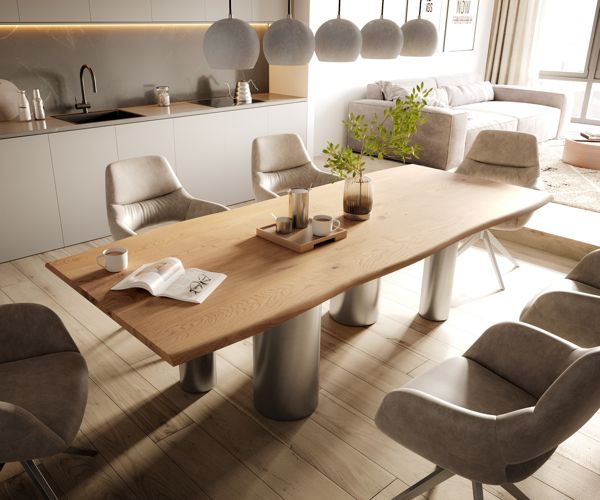 Table à manger rectangulaire en chêne 260×100 cm