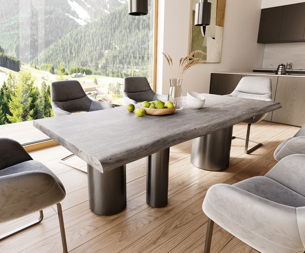 Table à manger rectangulaire en acacia 220×100 cm – platine
