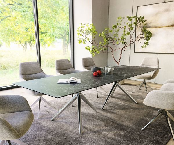 Table à manger rectangulaire en céramique 300×100 cm – anthracite