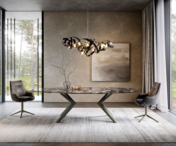 Table à manger ovale en céramique 280×130 cm – noir