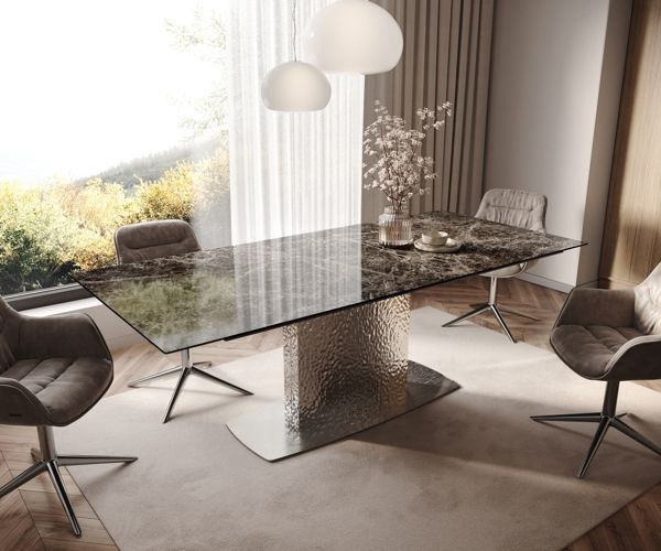 Table à manger extensible rectangulaire en céramique 220×100 cm – marron foncé