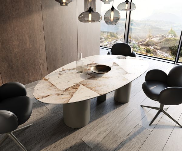 Table à manger ovale en céramique 220×120 cm