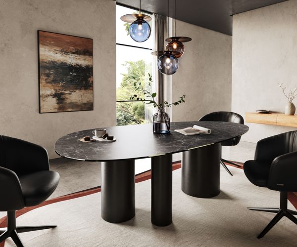 Table à manger ovale en céramique 220×120 cm – anthracite