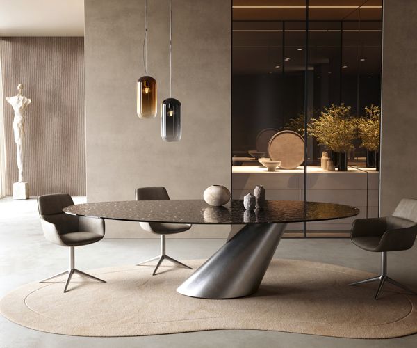Table à manger ovale en verre 280×130 cm – noir