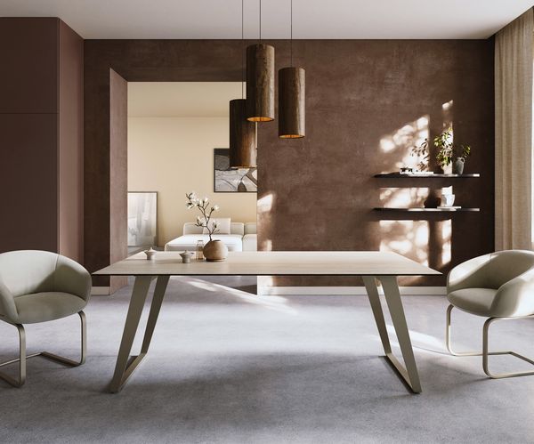 Table à manger rectangulaire en céramique 200×100 cm – crème-blanc