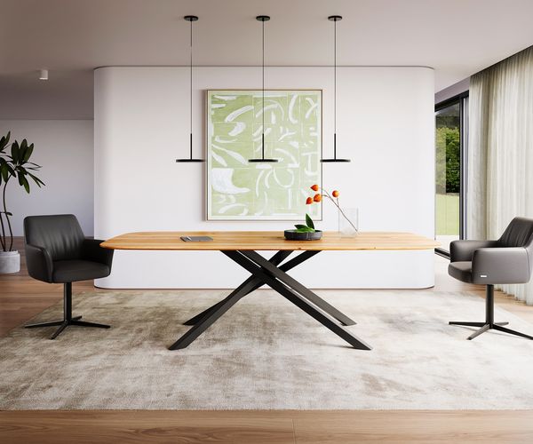 Table à manger ovale en chêne 240×120 cm