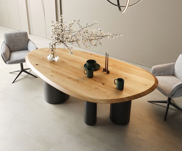 Table à manger ovale en chêne 220×120 cm