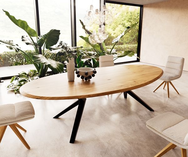 Table à manger ovale en chêne 280×130 cm