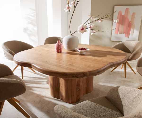 Table à manger ronde en acacia 180×175 cm