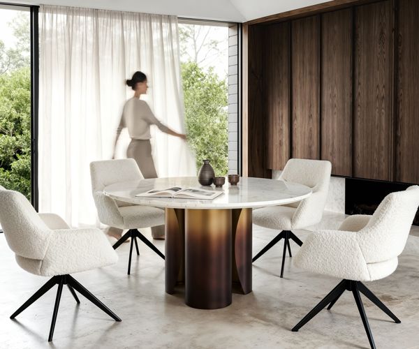 Table à manger ronde en marbre 140×140 cm – blanc
