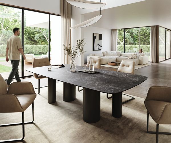 Table à manger ovale en céramique 260×120 cm – anthracite