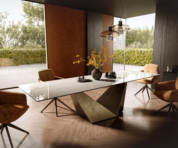 Table à manger rectangulaire en céramique 300×100 cm – beige