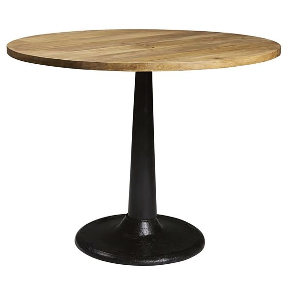 Table à manger ronde en manguier et acier 4/6 personnes D115