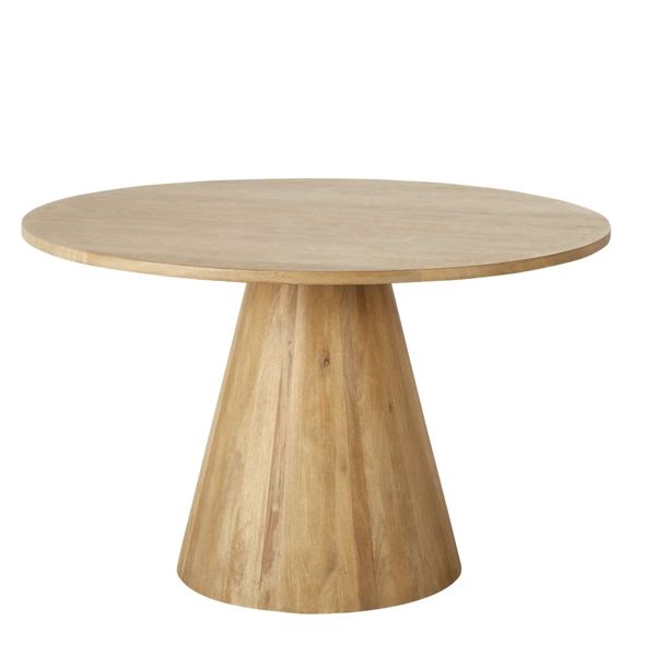 Table à manger ronde en manguier massif blanchi, ∅120 cm