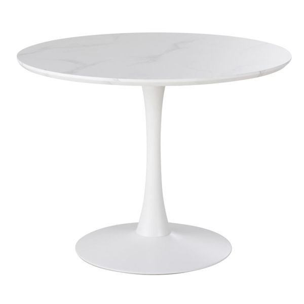Table à manger effet marbre et acier blanc 4/5 personnes D100
