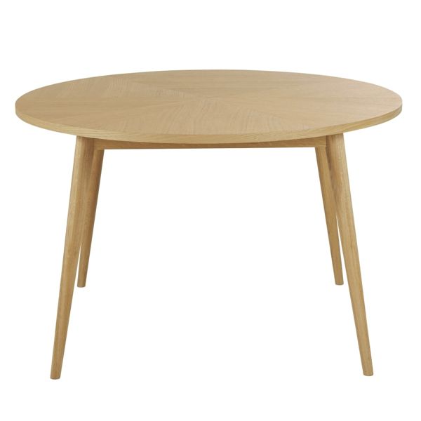 Table à manger ronde en chêne massif et placage chêne 4/6 personnes D120